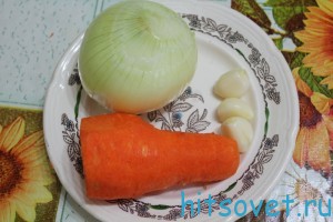 лук, морковь и чеснок