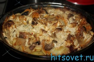 мясо с грибами в духовке