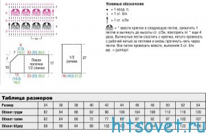 Вязание жакета с запахом, схемы.
