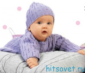 Вязание для малышей пуловера, жакета, штанишек и шапочки