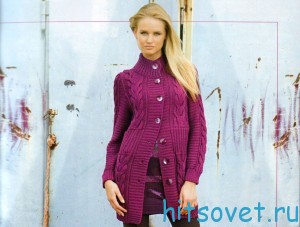 Розовый жакет спицами