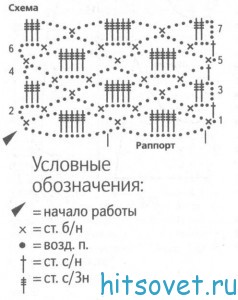 Палантин крючком. схема.