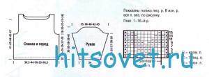 Джемпер спицами с вырезом лодочка, схемы.