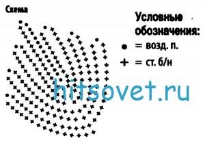 Вязаный цветок хризантема, схема.