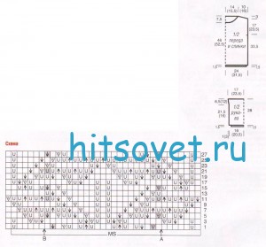 Вязаный пуловер спицами, схема. Вязаный пуловер спицами, схема.