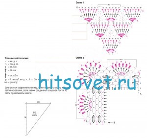 Нежная шаль крючком, схема.