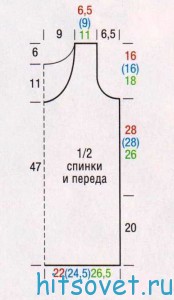 Топ крючком из меланжевой пряжи, выкройка.