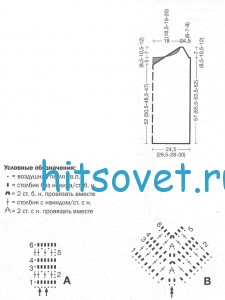 Удлиненный топ спицами, схемы.