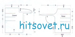 Асимметричный топ спицами из меланжевой пряжи, выкройка.