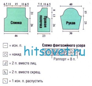 Жакет юбка и топ спицами. выкройка.