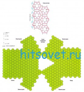 Вязание кофточки из мотивов, схемы.