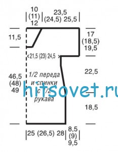 Вязаный пуловер с дырочками, выкройка. Вязаный пуловер с дырочками, выкройка.