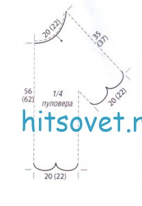 Желтый пуловер крючком, выкройка. Желтый пуловер крючком, выкройка.