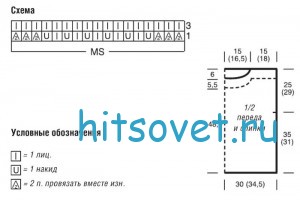 Свободная туника с волнистым узором, схемы.