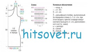 Вязаный топ с вырезом каре, схемы.