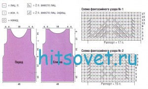 Сиреневая туника спицами, схема.