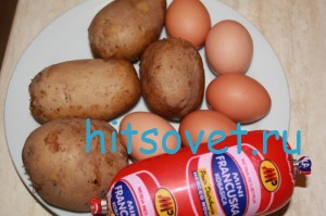 Картофель, яйца, колбаса