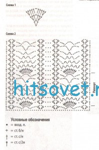 Вязаный купальник с ажурной вставкой, схема.