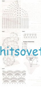 Вязаный купальник крючком и парео, схема.