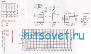 Жакет с капюшоном с рельефными ромбами, схемы.