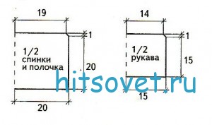 Желтое болеро спицами, выкройка.