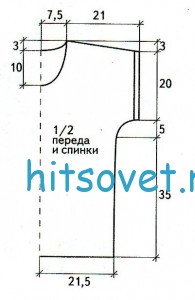 Вязание кофточки платочной вязкой, выкройка.