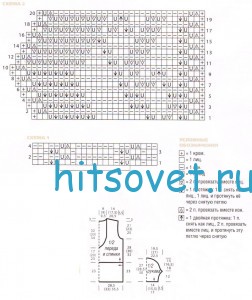 Вязаный пуловер и нарукавники спицами, схемы.