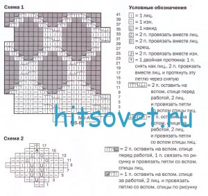 Вязание носков с ромбами, схема.