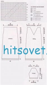 Меланжевое платье спицами, схема.