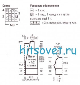 Вязаный жакет с поясом, схемы.