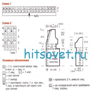 Вязаный кардиган с волнистым узором, схема. Вязаный кардиган с волнистым узором, схема.