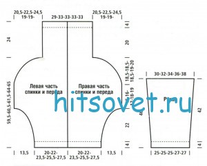 Вязаный свитер спицами из секционной пряжи, схема.