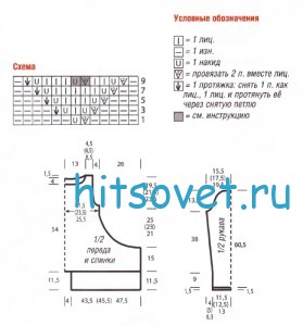 Вязание туники с ажурной полосой, схема. Вязание туники с ажурной полосой, схема.