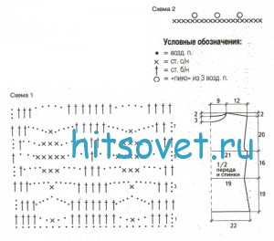 Ажурный жилет крючком, схемы.