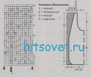 Вязаный жилет с узорами, схема.
