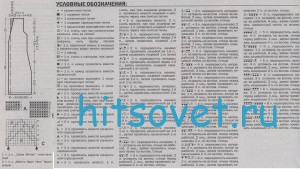 Вязание длинного жилета спицами, схема.