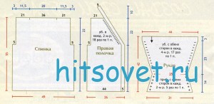 Женский жакет спицами из хлопка, выкройка.