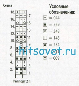 Цветной кардиган с поясом, схема.