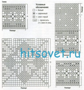 Вязание туники с цветной кокеткой, схема.