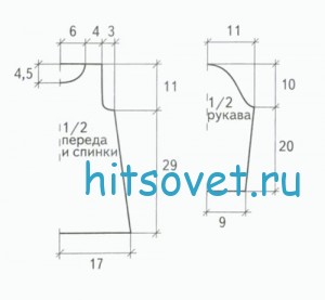 Вязание для девочки пуловера с аппликацией, выкройка.
