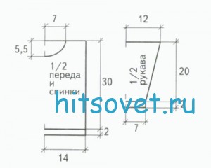Вязание для девочки пуловера в полоску, выкройка.