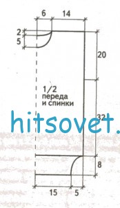 Вязание безрукавки с розой, выкройка.