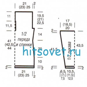 Схема вязания пуловера спицами
