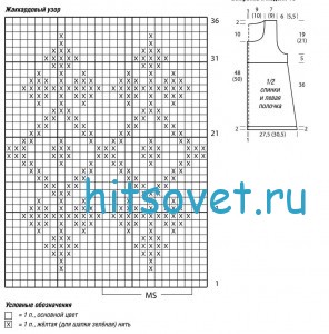 Вязание жилета и шапки с жаккардом, схемы.