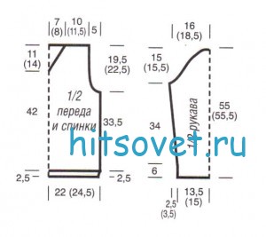 Вязание ажурного пуловера, выкройка.