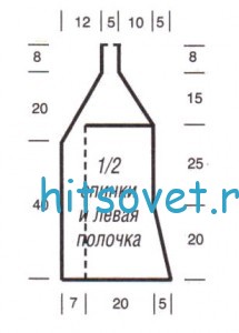 Вязание жилета с открытой спиной, выкройка.