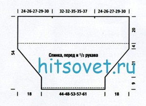 Кораллово-розовый джемпер спицами, выкройка.