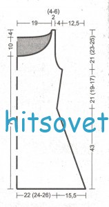 Вязаное белое платье, выкройка.