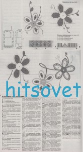 Вязание модного пуловера с цветами, схемы.