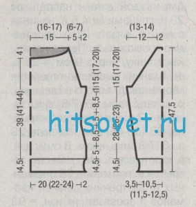 Женский пуловер спицами, выкройка.